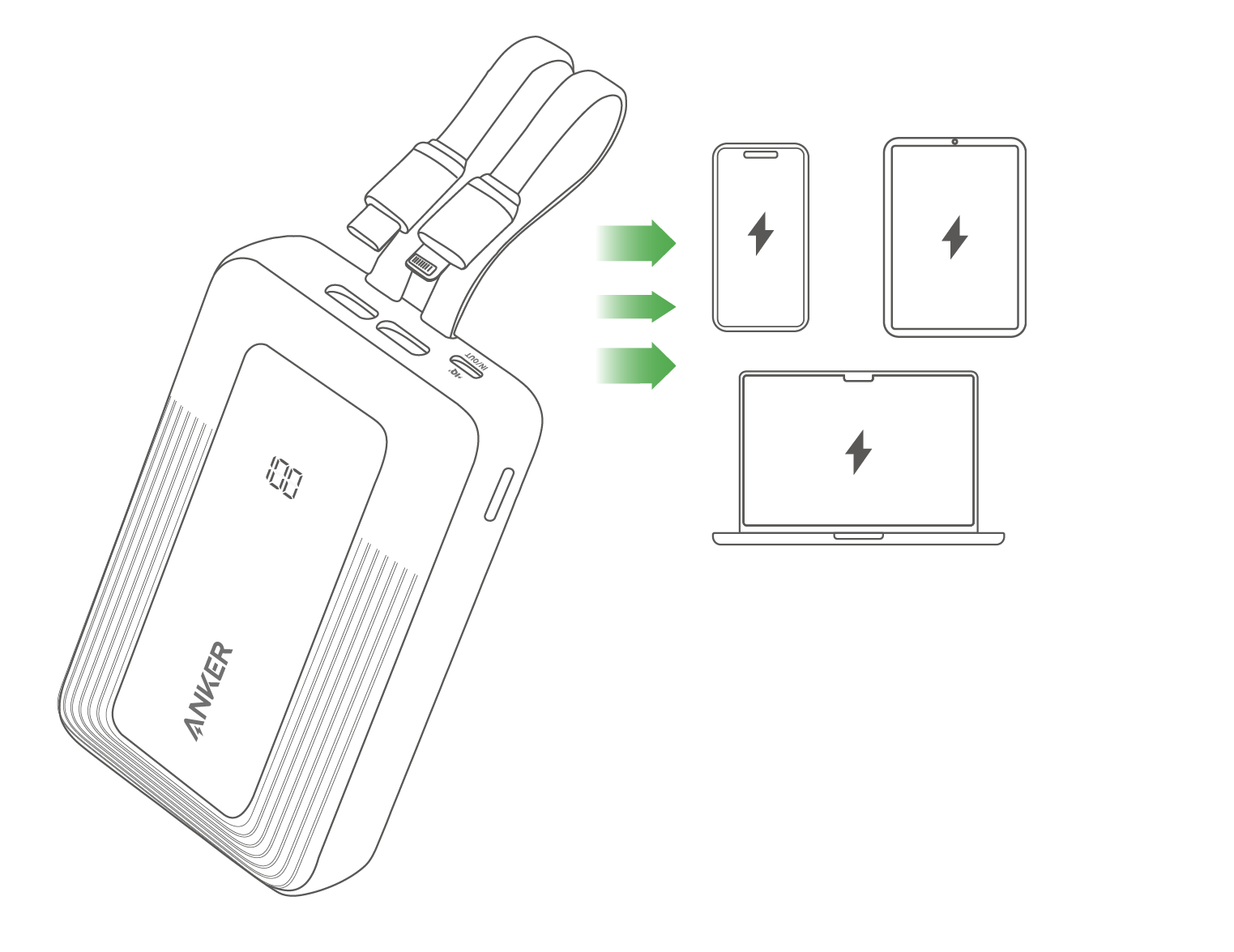 Anker Zolo Power Bank (10K, 30W, Built-In USB-C and Lightning