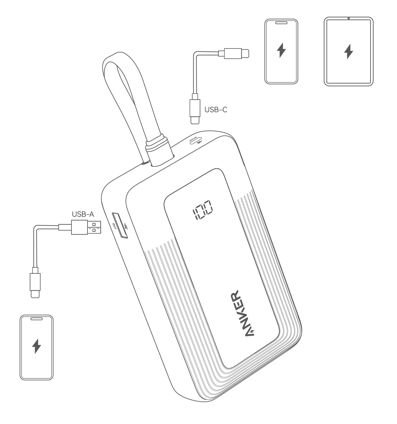 Anker Zolo Power Bank (20K, 45W, Built-In USB-C Cable) User Guide