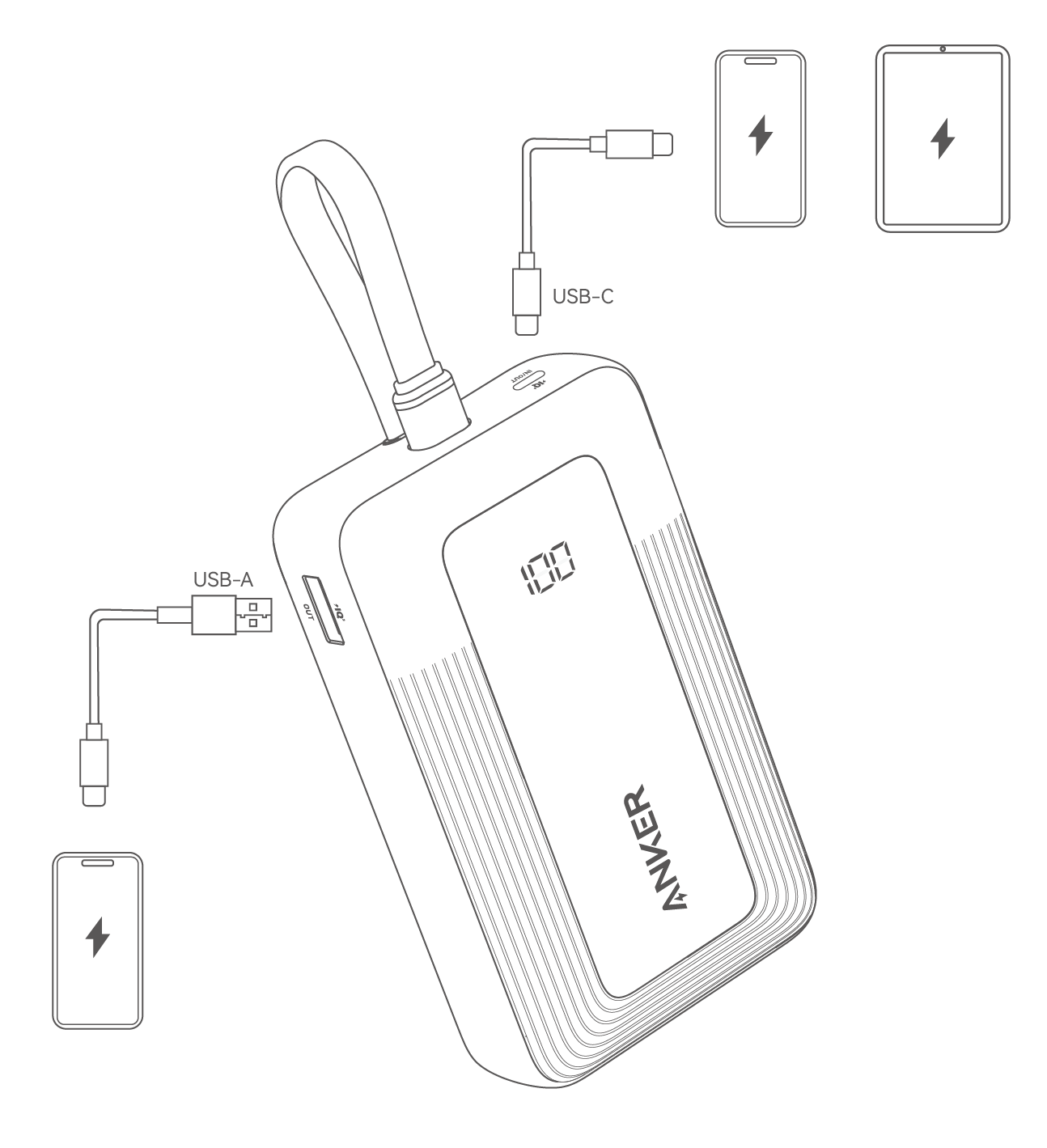 Anker Zolo Power Bank (20K, 30W, Built-In USB-C Cable) User Guide (A1689)