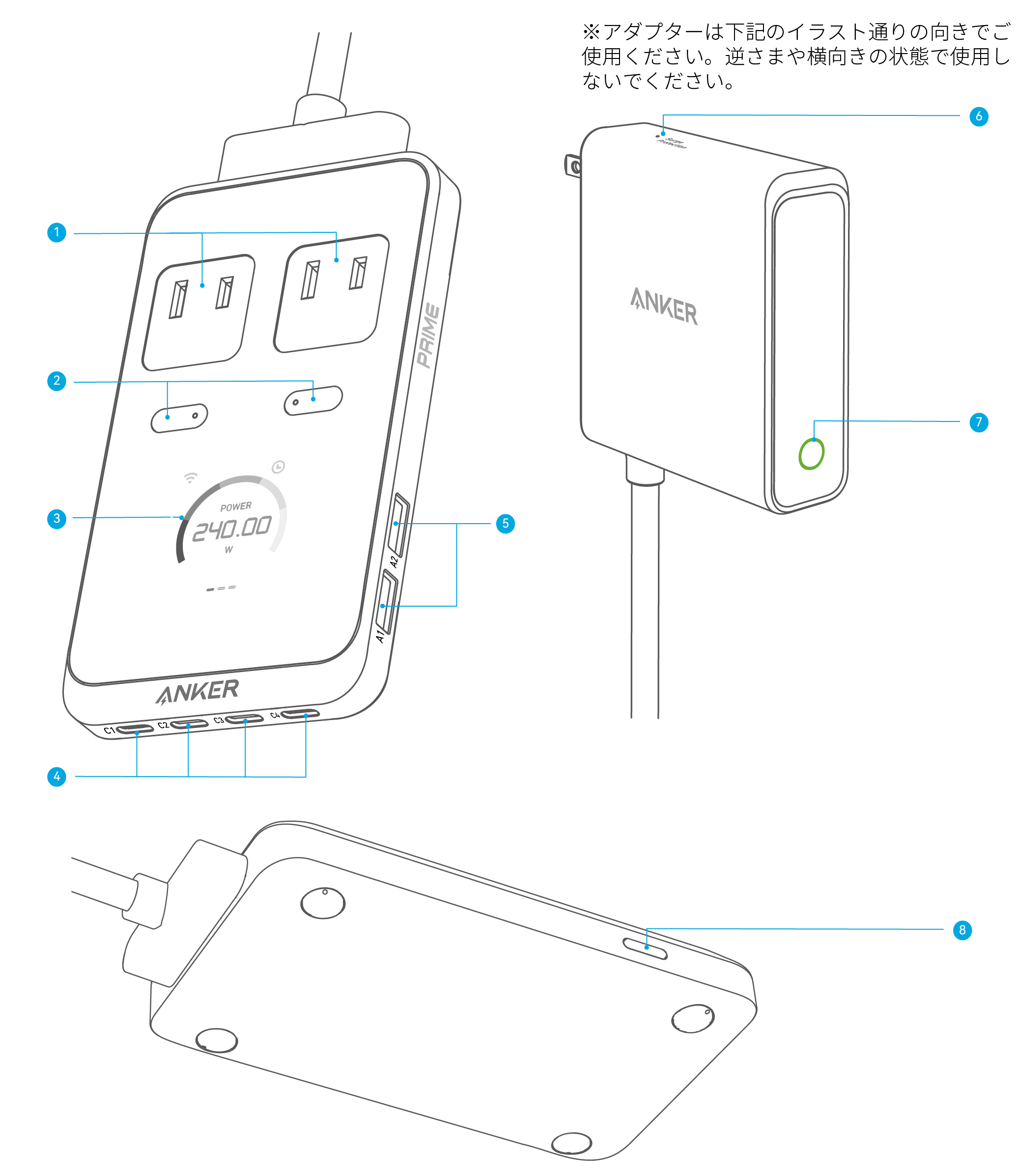 Anker Prime Charging Station (8-in-1, 240W) 取扱説明書 (A91B2)
