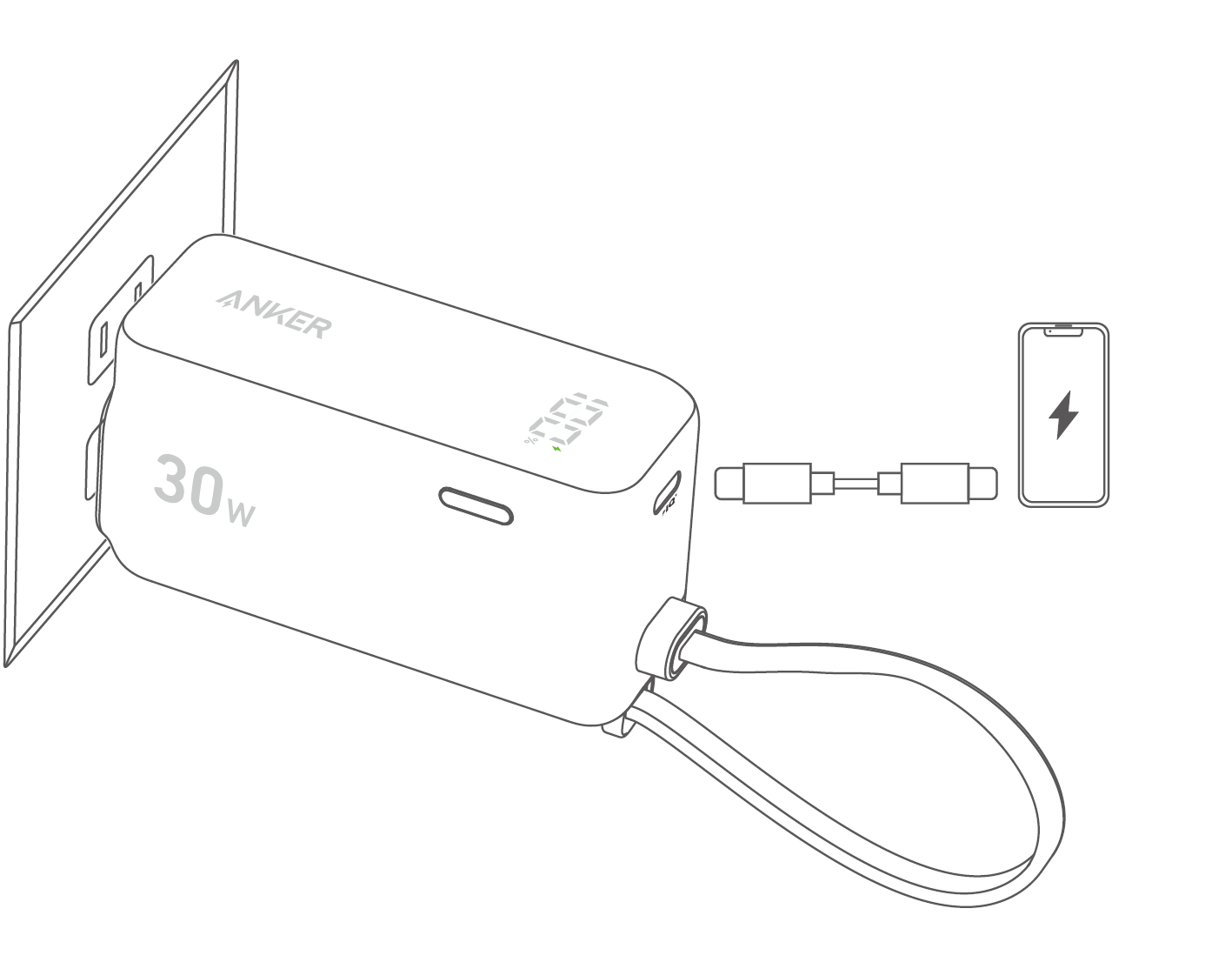 Anker Power Bank (30W, Fusion, Built-In Lightning Cable) 取扱説明